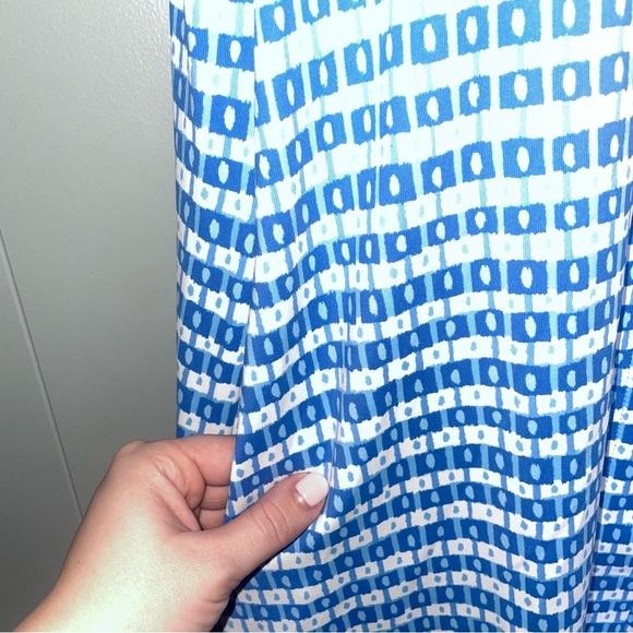 J. McLaughlin Collared Sleeveless Negin Dress in Aberdeen Geo Blue and White XS - Picture 8 of 11